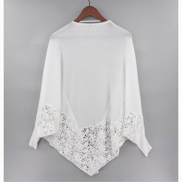 KOBI HALPERIN Open Front Cardigan Womens Small White Lace Crochet Wrap Draped - Picture 5 of 16